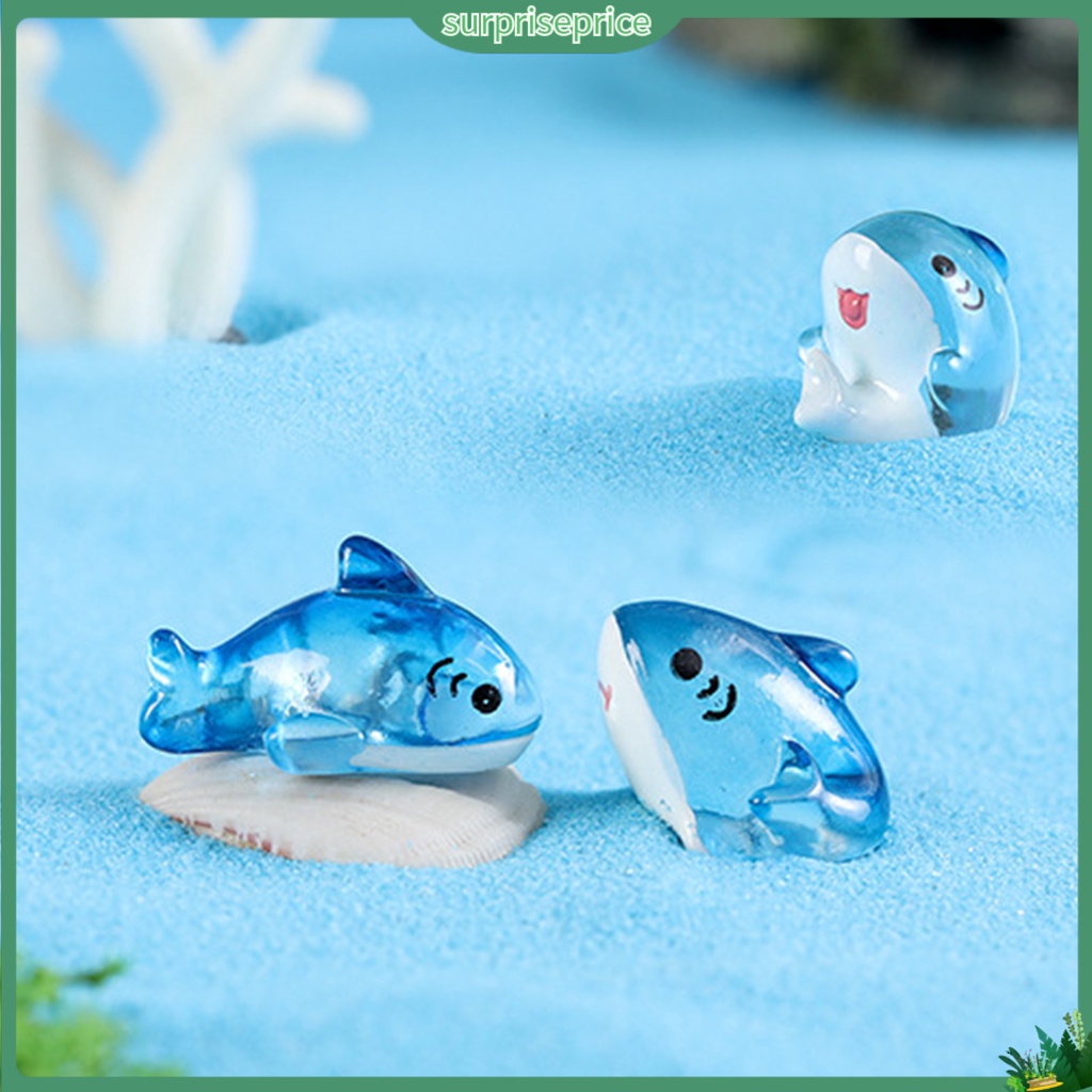 Set 2 Mô Hình Cá Mập Nhiều Màu Sắc Dùng Trang Trí Vườn Cây Bonsai