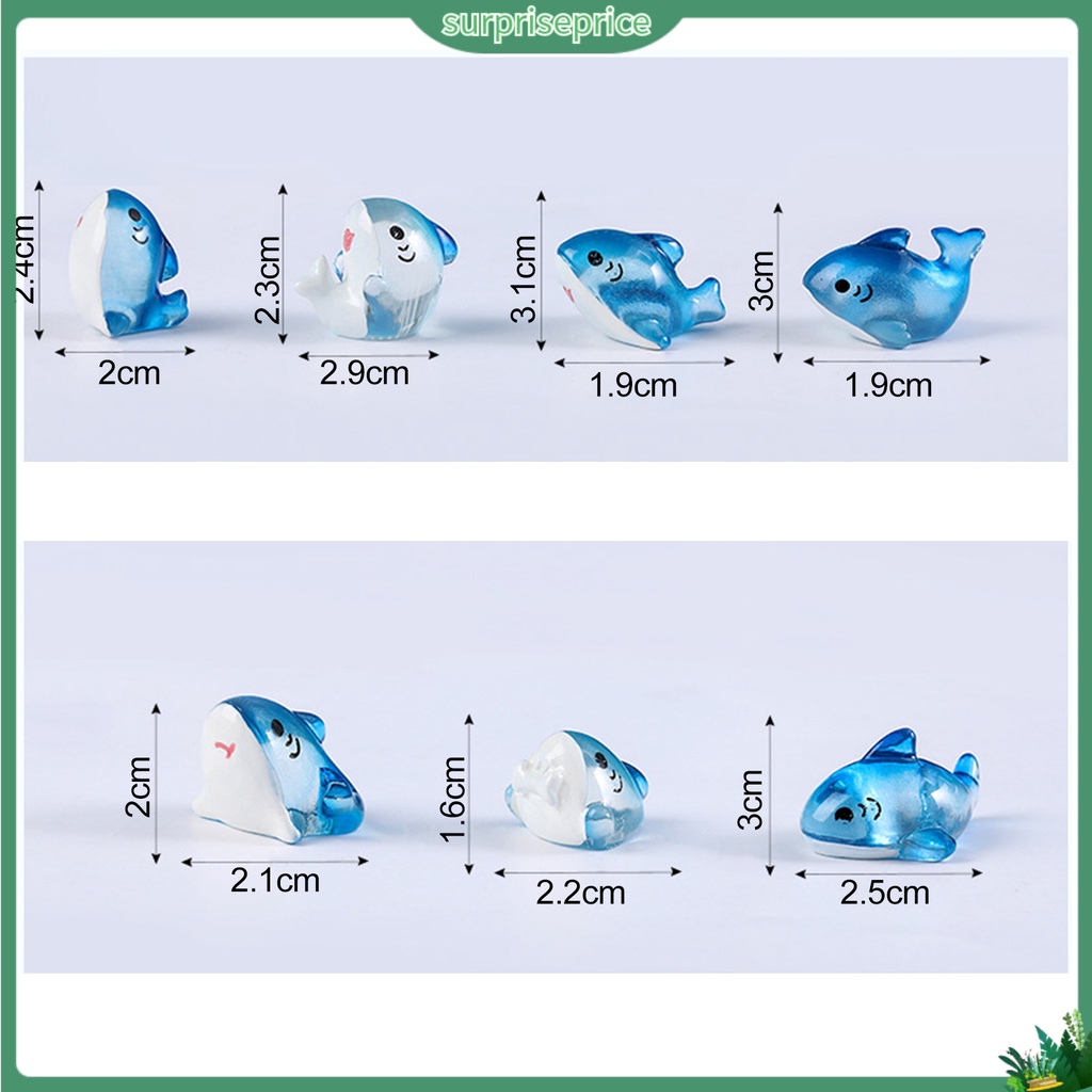 Set 2 Mô Hình Cá Mập Nhiều Màu Sắc Dùng Trang Trí Vườn Cây Bonsai