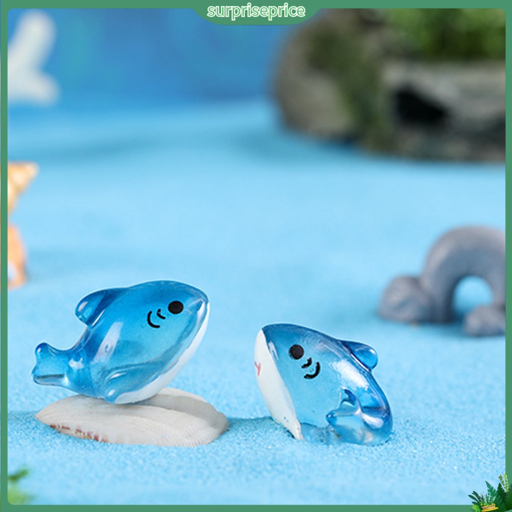 Set 2 Mô Hình Cá Mập Nhiều Màu Sắc Dùng Trang Trí Vườn Cây Bonsai