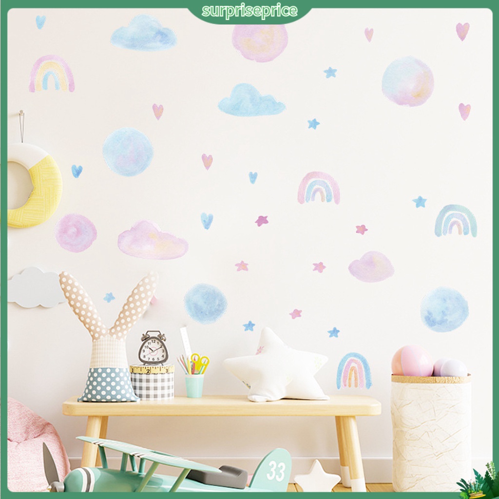 Sticker Dán Tường Họa Tiết Đám Mây Nhiều Màu Sắc Dùng Trang Trí Nhà Trẻ