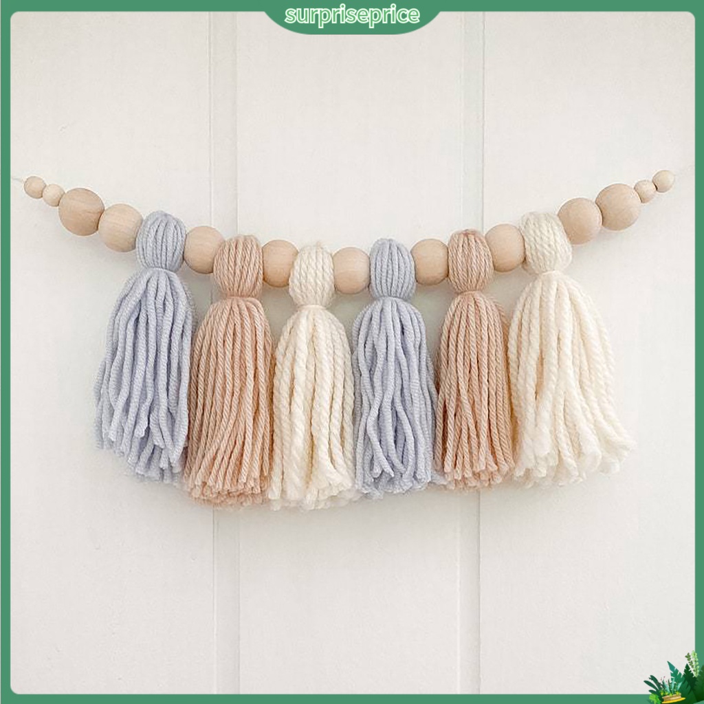 Dây Treo Macrame Bằng Gỗ Màu Pastel Phong Cách Đa Dạng Dùng Trang Trí Phòng Trẻ Em
