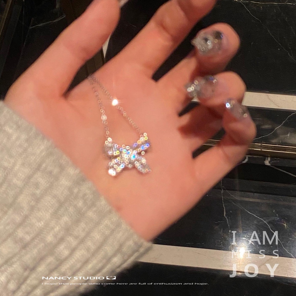 Dây Chuyền Mặt Nơ Đính Đá Lấp Lánh Sang Trọng