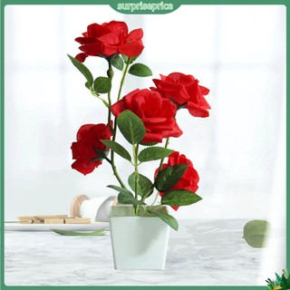 <surprise> Chậu Hoa Giả Bằng Lụa Nhân Tạo Để Bàn Trang Trí Trong Nhà / Ngoài Trời Tiện Lợi