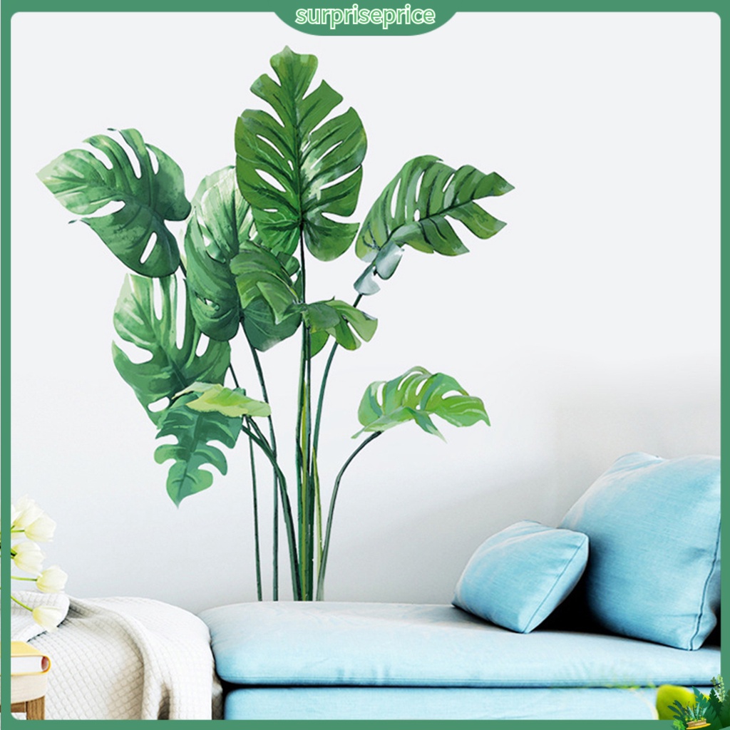 Decal dán tường Họa Tiết Lá Cây Nhiệt Đới Trang Trí Phòng Khách