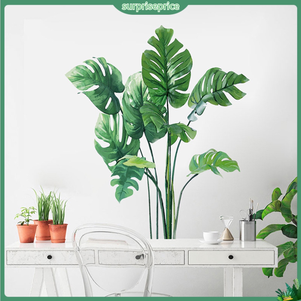 Decal dán tường Họa Tiết Lá Cây Nhiệt Đới Trang Trí Phòng Khách