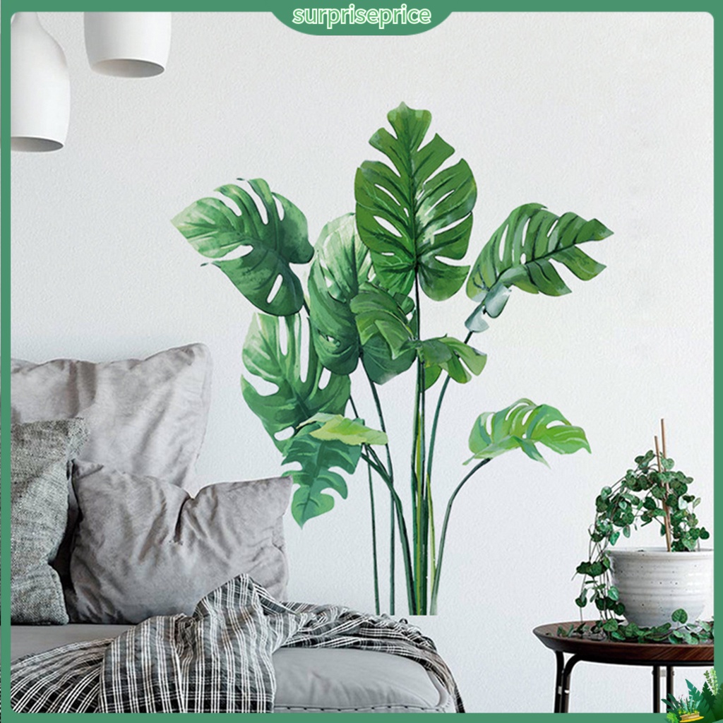 Decal dán tường Họa Tiết Lá Cây Nhiệt Đới Trang Trí Phòng Khách