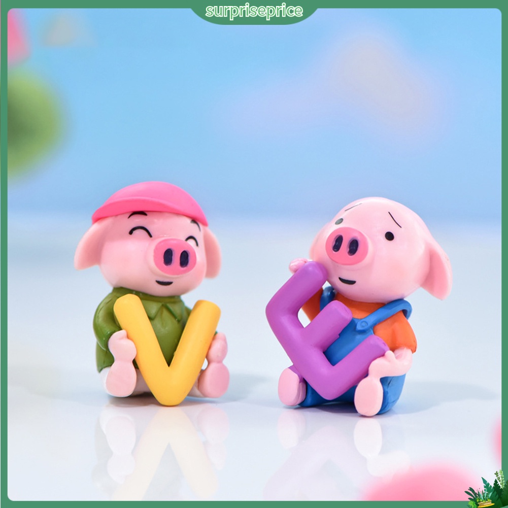 Set 4 mô hình chú heo mini trang trí sân vườn/xe hơi đa năng xinh xắn