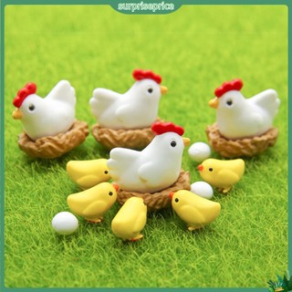 <surprise> Set 12 mô hình gia đình gà con độc đáo dùng trang trí sân vườn
