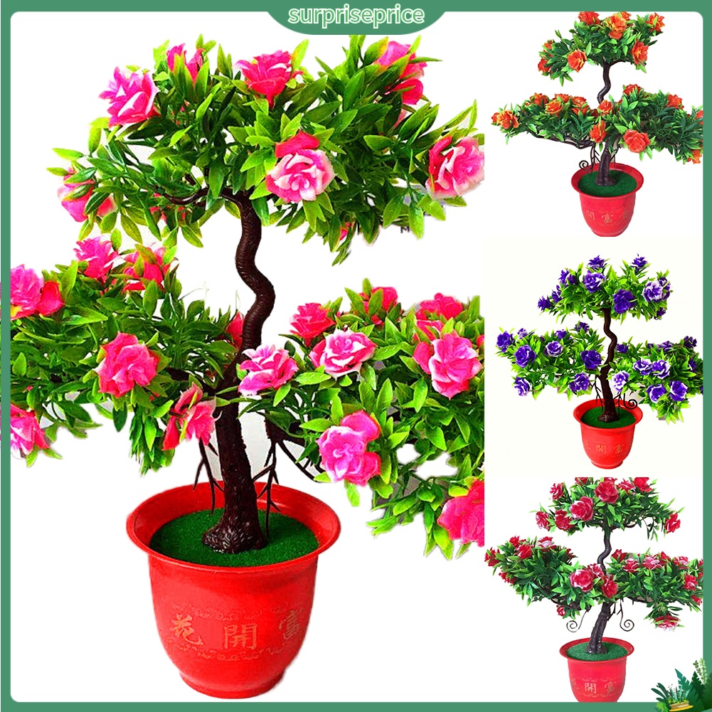 Chậu Cây Hoa Hồng Giả Trang Trí Nhà Cửa / Văn Phòng