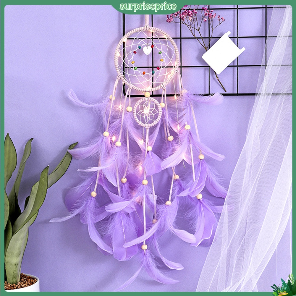 Dream Catcher có đèn LED/ không có đèn LED treo trang trí phòng ngủ