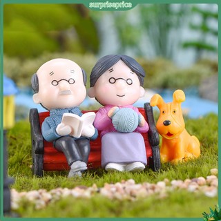 <surprise> Bộ tượng cặp vợ chồng ông lão và bà lão kèm ghế ngồi cho trang trí sân vườn