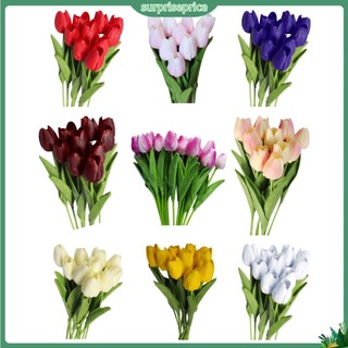<surprise> Bộ 10 Bông Hoa Tulip Nhân Tạo Trang Trí Tiệc Cưới