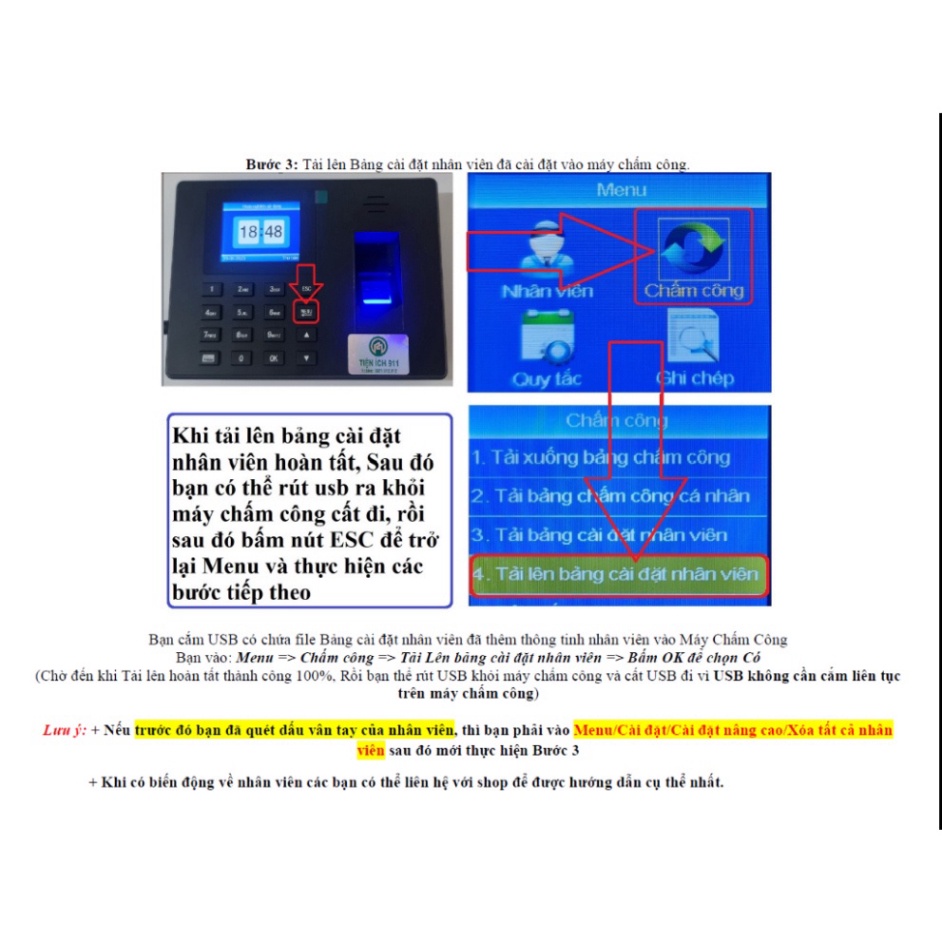 Máy Chấm Công Vân Tay 911 - Shop Sẽ Gọi Trực Tiếp Hỗ Trợ Tính Lương Fulltime + Partime - TặngUSB 8GB Tienich911 . .