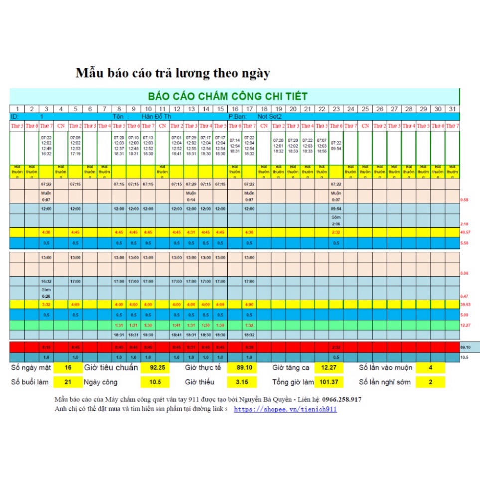 Máy Chấm Công Vân Tay 911 - Shop Sẽ Gọi Trực Tiếp Hỗ Trợ Tính Lương Fulltime + Partime - TặngUSB 8GB Tienich911 . .