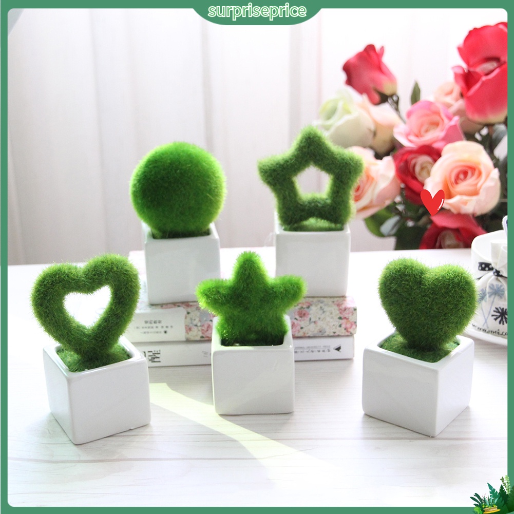 1 Chậu Cây Nhân Tạo Hình Ngôi Sao / Trái Tim Tròn Trang Trí Tiệc Cưới / Sân Vườn
