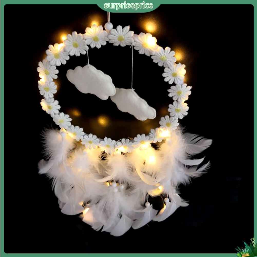 Dream Catcher phối lông vũ / hoa / mặt hình mây xinh xắn dùng trang trí nội thất