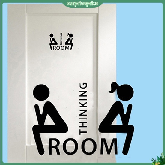 Đề Can Dán Trang Trí Cửa Toilet Họa Tiết Suy Nghĩ Có Thể Tháo Gỡ