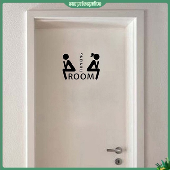 Đề Can Dán Trang Trí Cửa Toilet Họa Tiết Suy Nghĩ Có Thể Tháo Gỡ