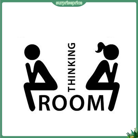 Đề Can Dán Trang Trí Cửa Toilet Họa Tiết Suy Nghĩ Có Thể Tháo Gỡ