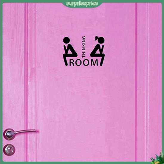 Đề Can Dán Trang Trí Cửa Toilet Họa Tiết Suy Nghĩ Có Thể Tháo Gỡ