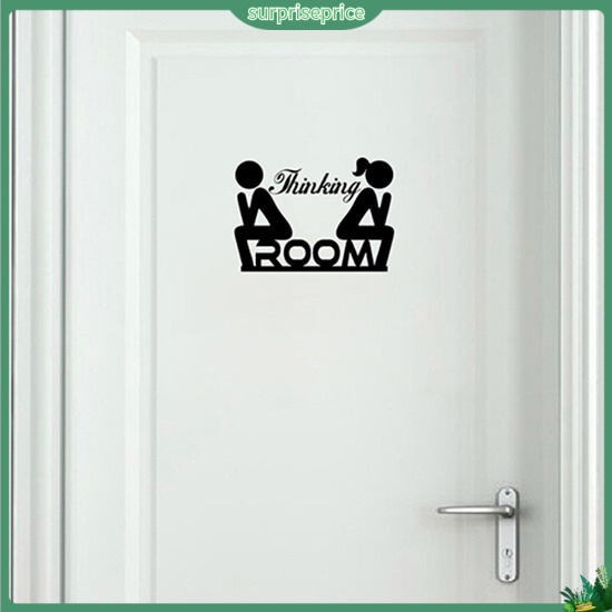 Đề Can Dán Trang Trí Cửa Toilet Họa Tiết Suy Nghĩ Có Thể Tháo Gỡ