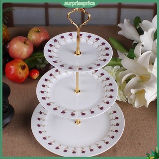 <surprise> Set khay đựng bánh tráng miệng 3 tầng cho tiệc cưới không bao gồm đĩa