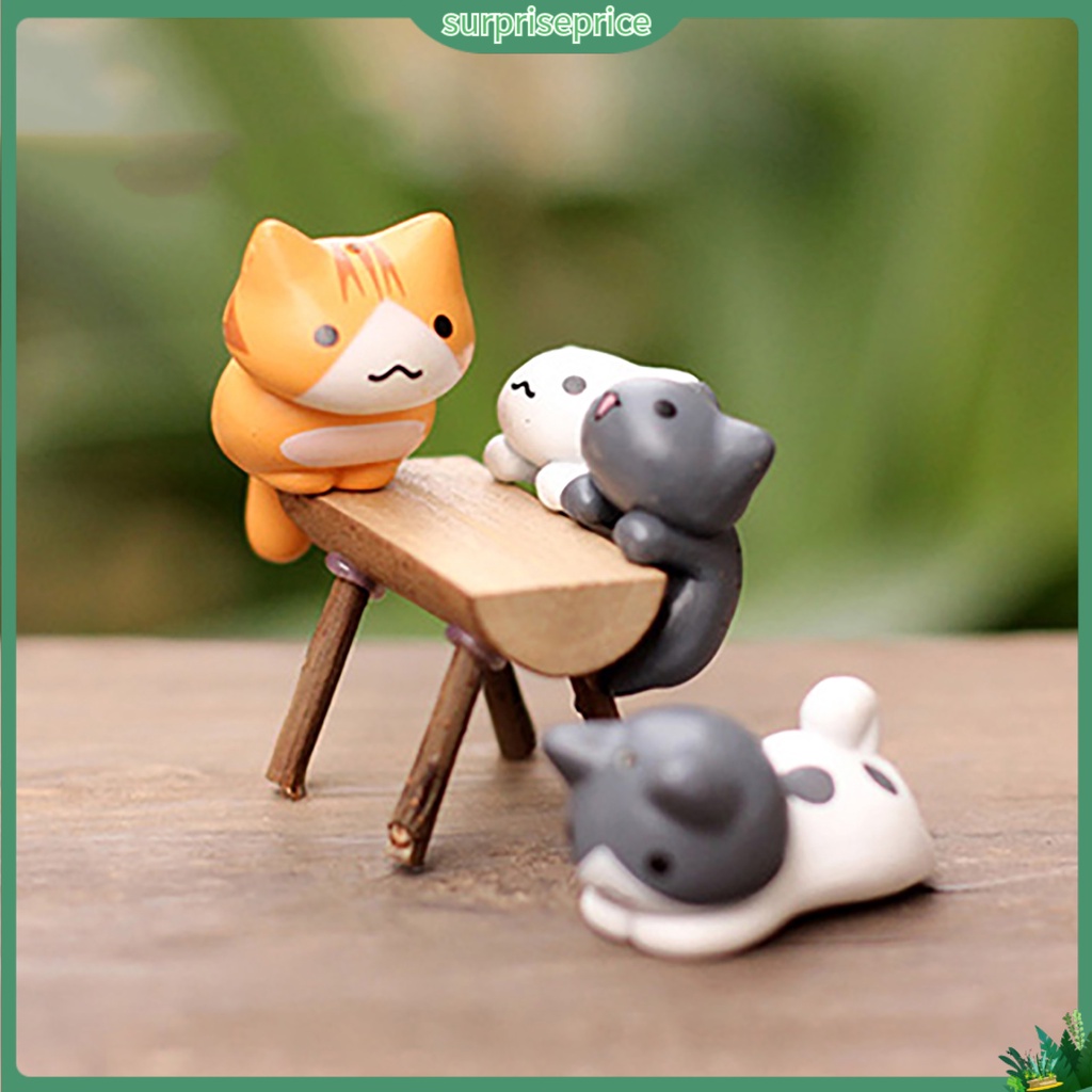 Bộ 6 mô hình mèo mini trang trí sân vườn