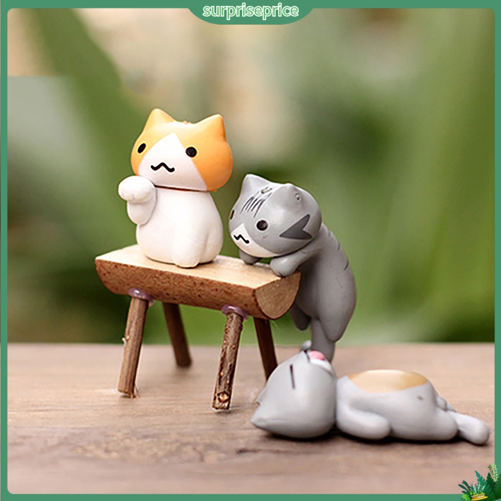 Bộ 6 mô hình mèo mini trang trí sân vườn