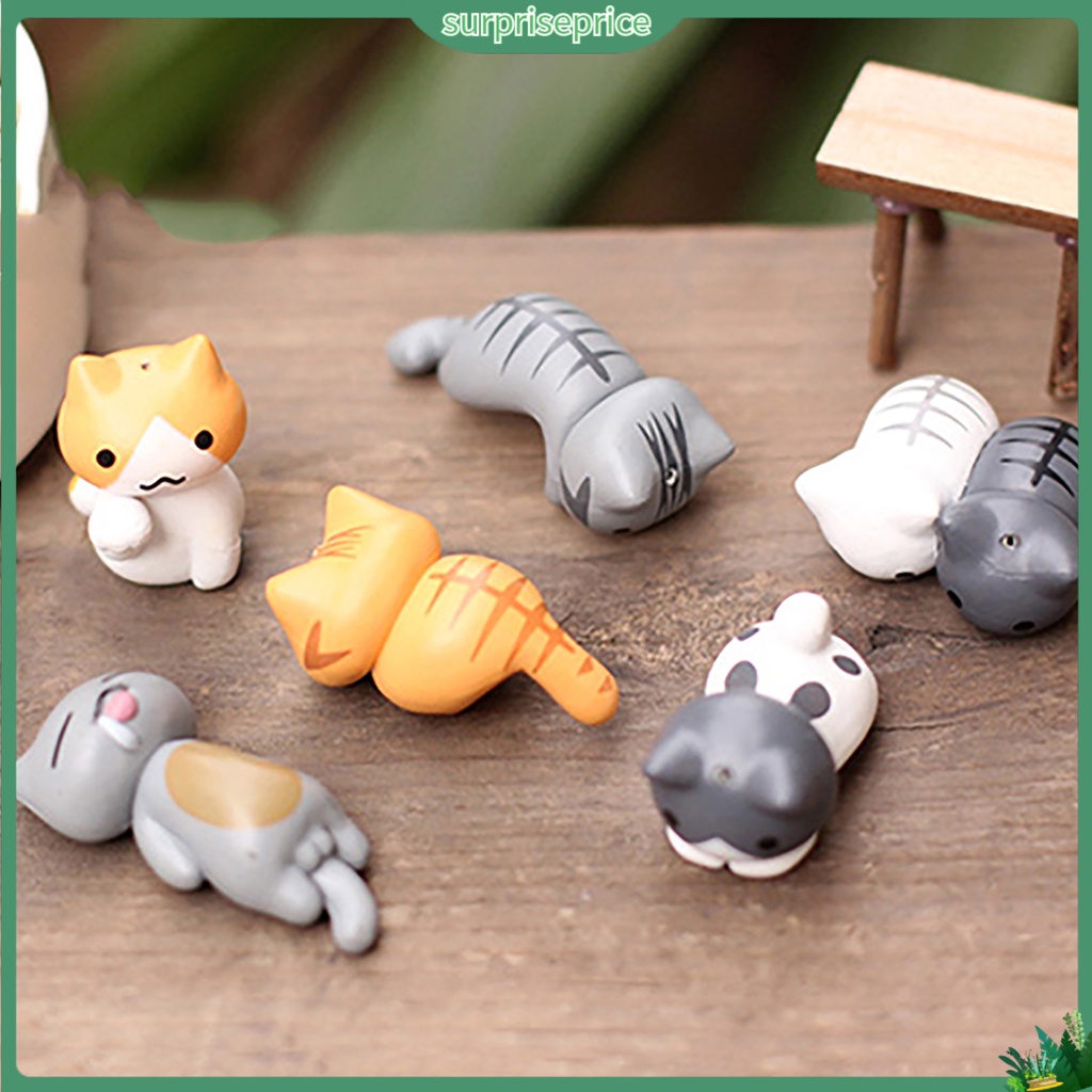 Bộ 6 mô hình mèo mini trang trí sân vườn