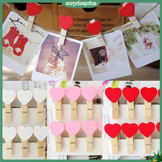 <surprise> Bộ 10 chiếc kẹp gỗ trang trí hình trái tim nhiều màu dễ thương