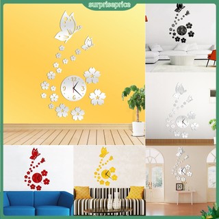 <surprise> Đồng hồ dán tường tráng gương trang trí phòng nhà hình bướm 3D tinh xảo
