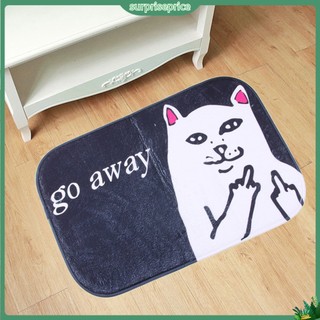 [Hàng thật] 40 x 60cm Coral Velvet Funny Cat Go Away Thảm trải sàn chống trượt Thảm chùi chân phòng tắm