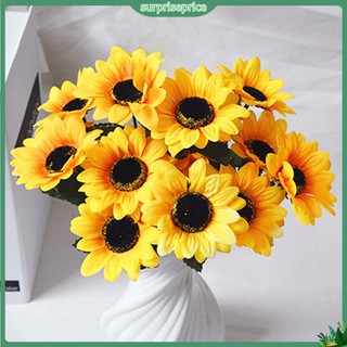 <surprise> Đóa 7 hoa hướng dương nhân tạo bằng vải dùng trang trí sống động