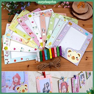 <surprise> Set 9 khung ảnh diy bằng giấy hoạ tiết hoạt hình xinh xắn kích thước 6 inch