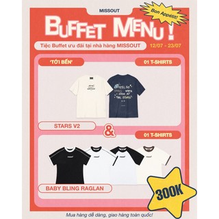 Combo tee star v2 + bling raglan baby tee missout