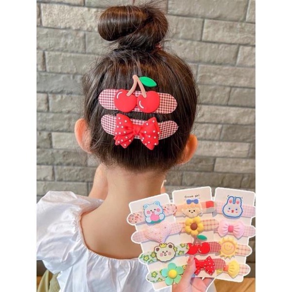 Bộ 4 miếng dán tóc mái và giữ tóc sau gáy họa tiết hoạt hình cho bé🍀FREESHIP🍀 Set 4 Miếng dán tóc mái dễ thương cho bé