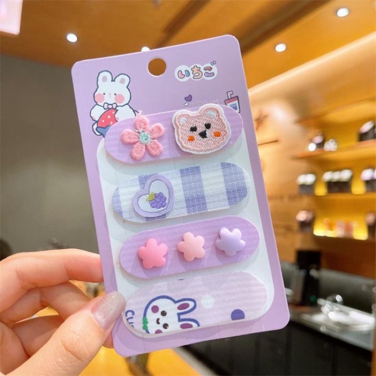 Bộ 4 miếng dán tóc mái và giữ tóc sau gáy họa tiết hoạt hình cho bé🍀FREESHIP🍀 Set 4 Miếng dán tóc mái dễ thương cho bé