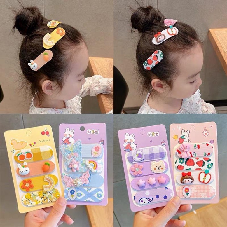 Bộ 4 miếng dán tóc mái và giữ tóc sau gáy họa tiết hoạt hình cho bé🍀FREESHIP🍀 Set 4 Miếng dán tóc mái dễ thương cho bé