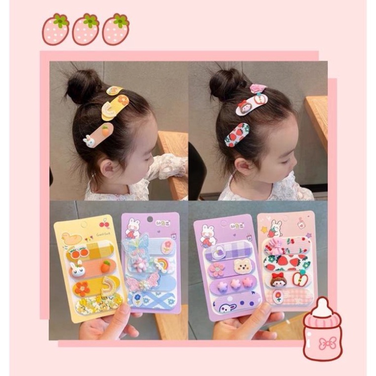 Bộ 4 miếng dán tóc mái và giữ tóc sau gáy họa tiết hoạt hình cho bé🍀FREESHIP🍀 Set 4 Miếng dán tóc mái dễ thương cho bé
