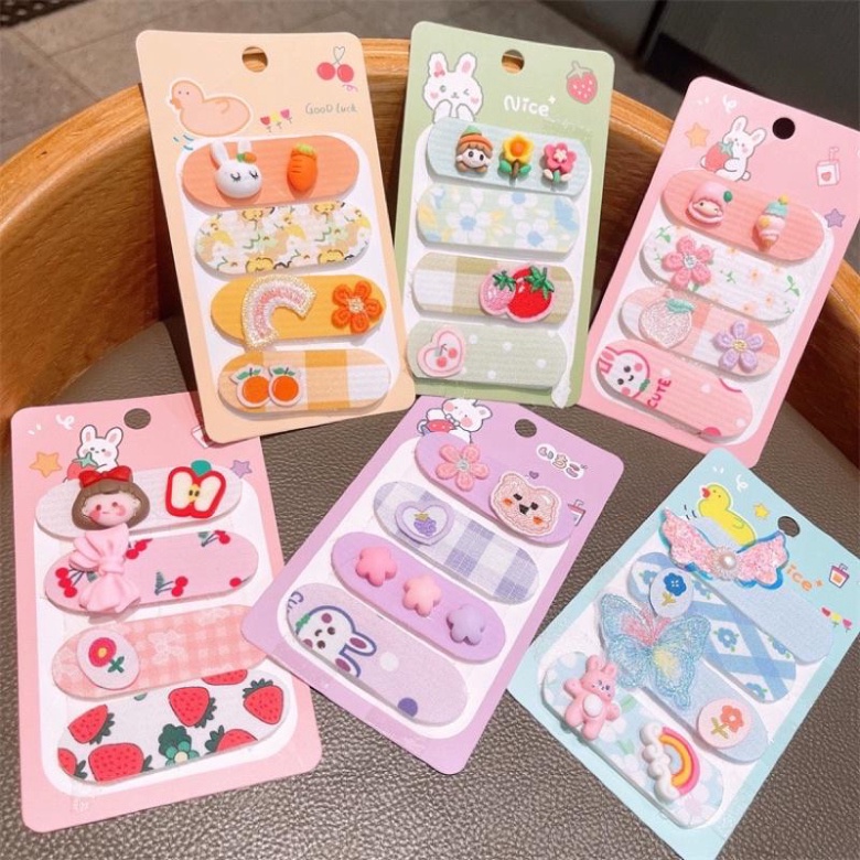 Bộ 4 miếng dán tóc mái và giữ tóc sau gáy họa tiết hoạt hình cho bé🍀FREESHIP🍀 Set 4 Miếng dán tóc mái dễ thương cho bé