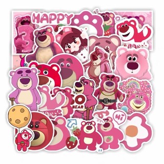 Set 50 miếng dán sticker gấu dâu lotso hồng siêu dễ thương🍀freeship🍀 combo 50 miếng sticker gấu dâu