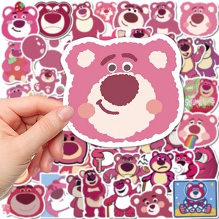 Set 50 miếng dán sticker gấu dâu lotso hồng siêu dễ thương🍒freeship🍒 combo 50 miếng sticker gấu dâu