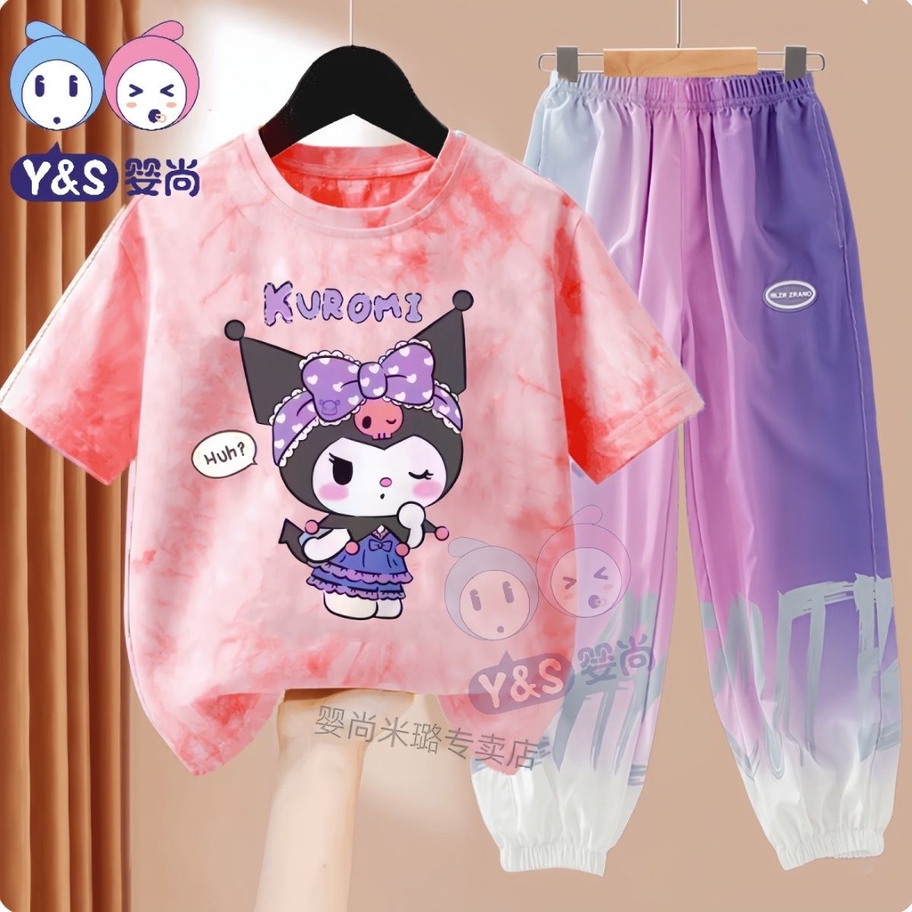 Bộ Áo Thun Tay Ngắn Và Quần Dài Bằng Lụa Mát Thời Trang Mùa Hè Phong Cách Mới 2023 Dành Cho Bé Gái