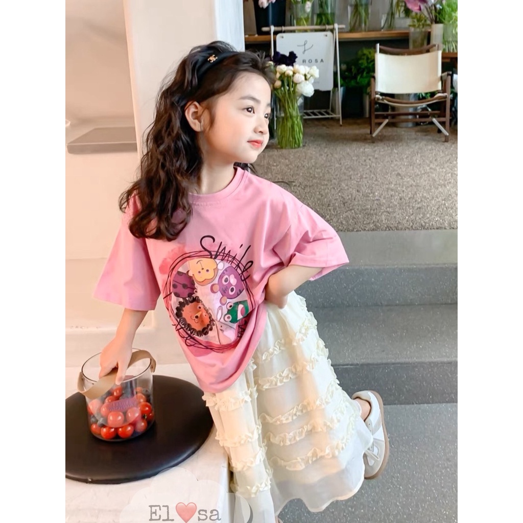 Quần áo bé gái- Set SMILE Bánh Bèo Siêu Xinh Cho Bé 1-8 Tuổi