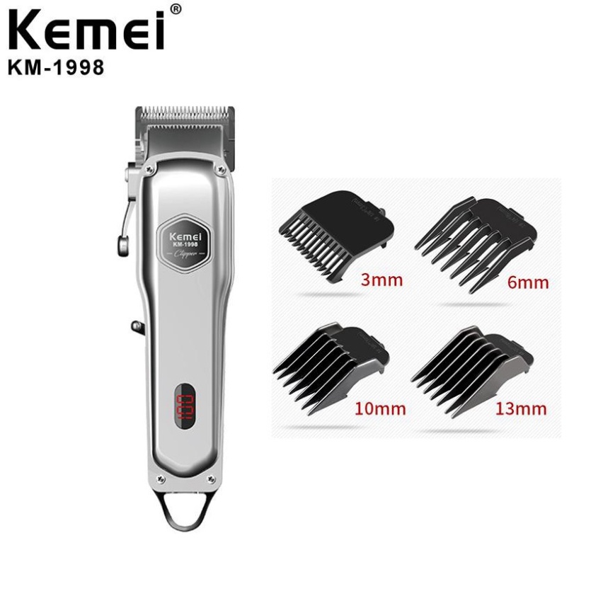 Tông Đơ Cắt Tóc Kemei KM 1998 Cao Cấp - Pin Lithium 2000mAh - Hàng Chính Hãng Chuẩn Salon - Bảo Hành 12 Tháng