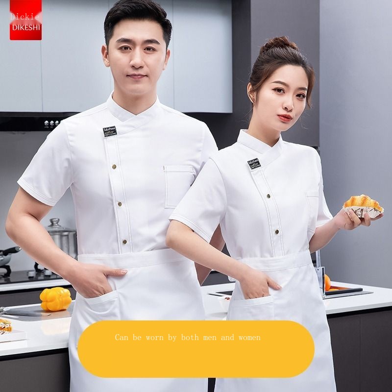 Áo Đầu Bếp Ngắn Tay Màu Đen Thoáng Khí Thời Trang Mùa Hè Cho Nam