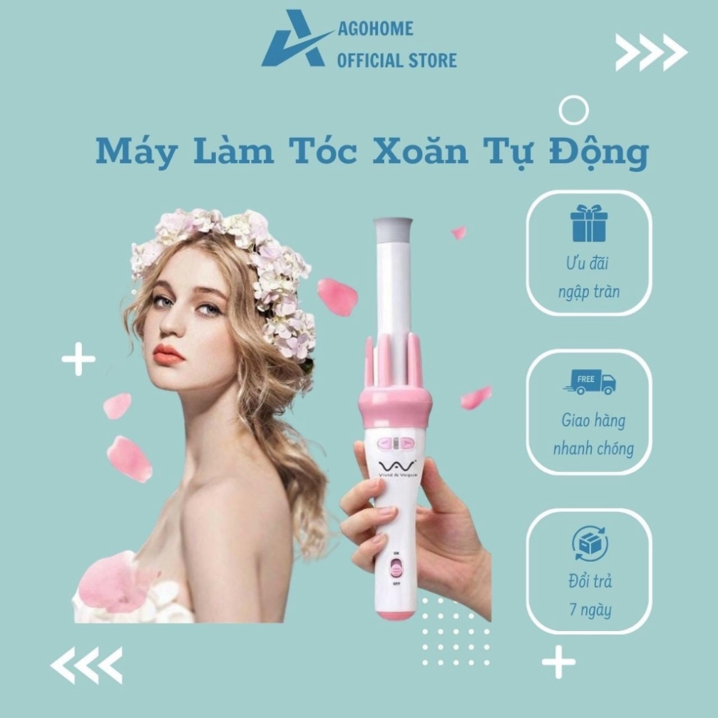 Máy Uốn Tóc Xoăn Tự Động Vivid 360 Độ Dễ Dàng Tại Nhà Hàng Chính Hãng Agohome