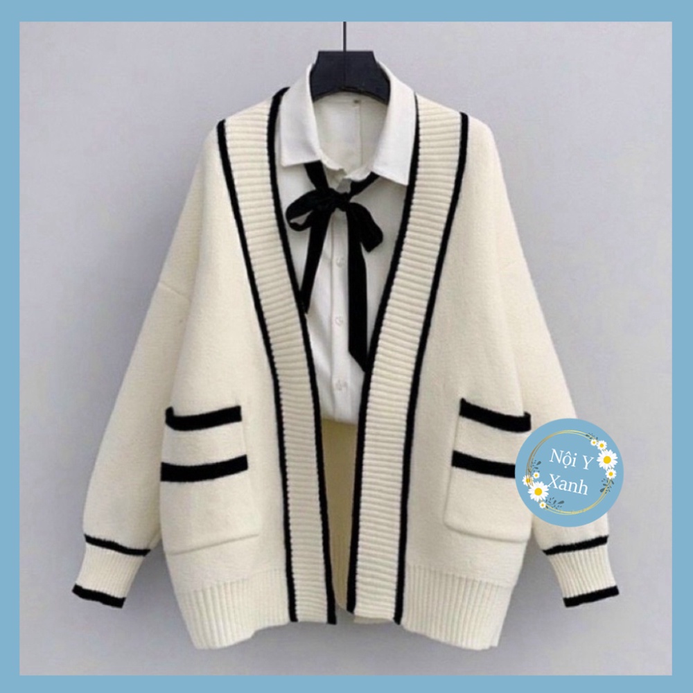 BIGSIZE Áo khoác len cardigan viền 55-95kg nội y xanh sang chảnh