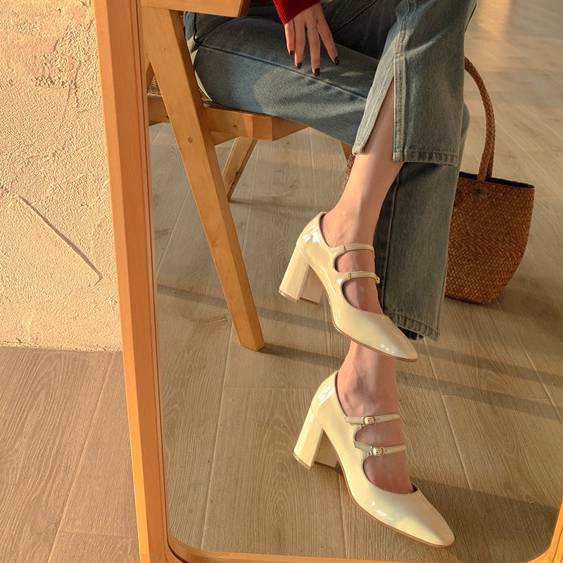 Giày Cao Gót Mary Jane Đế Dày Quai Cài Khóa Thời Trang Mùa Xuân 2022 Mới