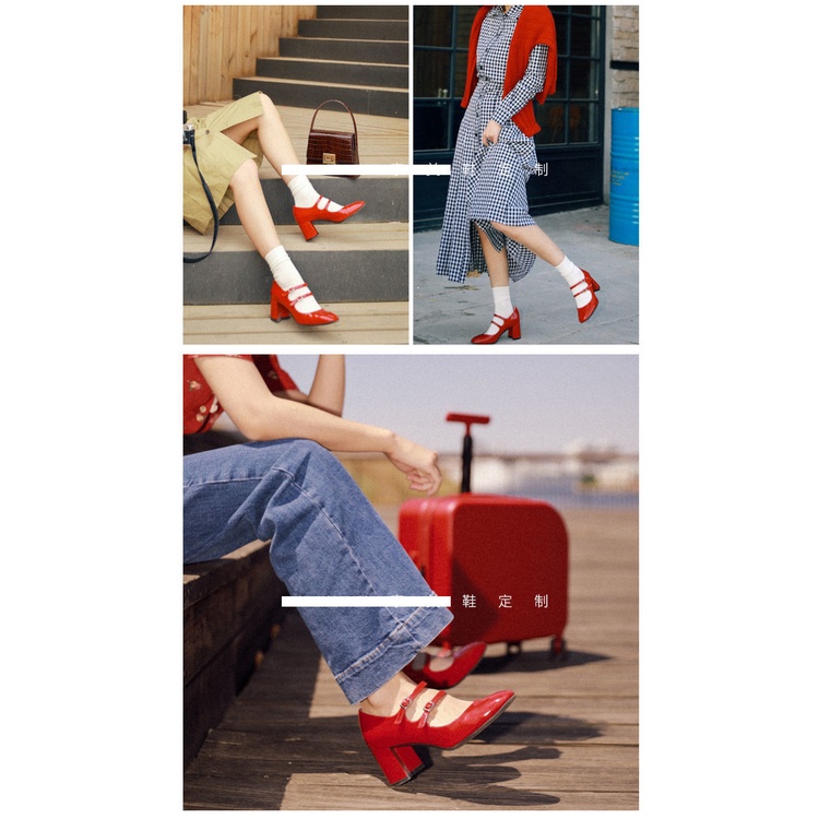 Giày Cao Gót Mary Jane Đế Dày Quai Cài Khóa Thời Trang Mùa Xuân 2022 Mới